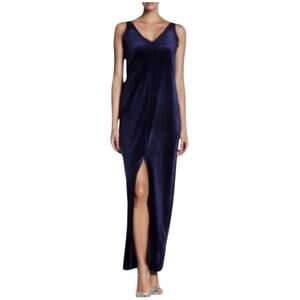 Romeo & Juliet Couture Velvet Navy Blue Maxi Gown - Size Medium NWT